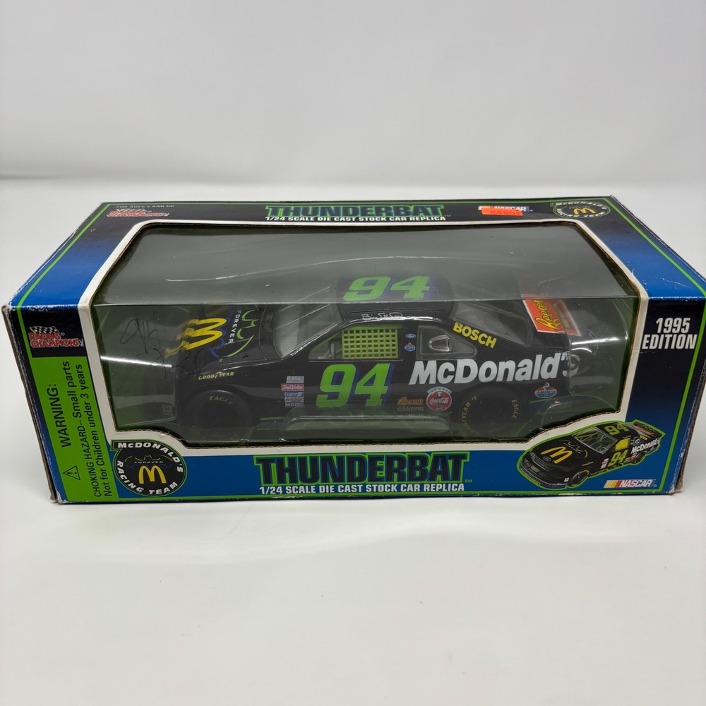 Bill Elliott Signed #94 1995 Thunderbat 1:24 Racing Champions Diecast McDonald's